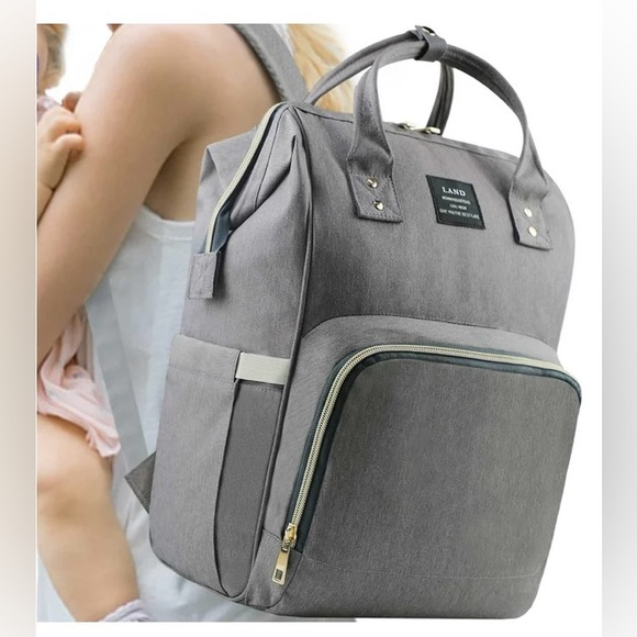 LAND Gray Diaper Bag Backpack - Picture 1 of 15